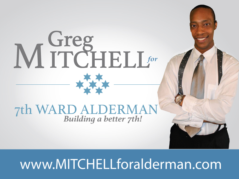 greg mitchell campaign postcard designed by LaTaevia Berry